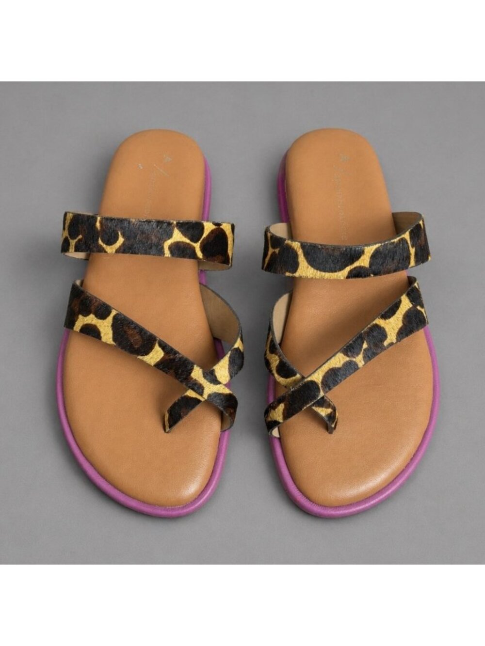 ANTHROPOLOGIE Womens Size 37/US 6.5 Leo Toe-Loop Flat Sandals Animal Print